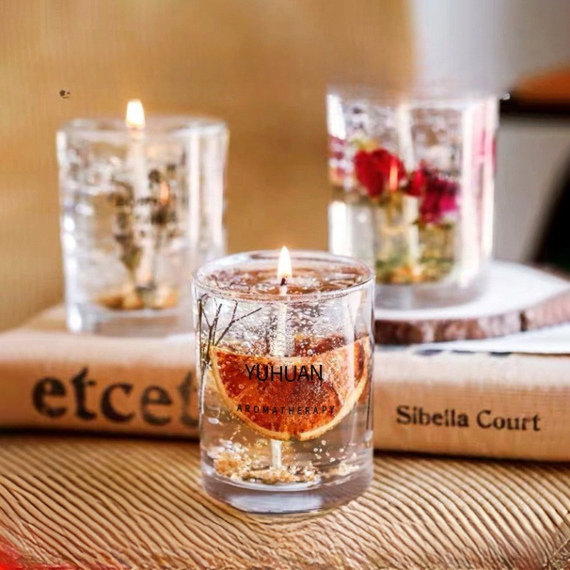 LILORA-YUHUAN Jelly Wax Candles with natural florals