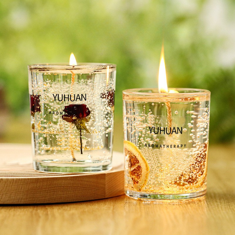 LILORA-YUHUAN Jelly Wax Candles with natural florals