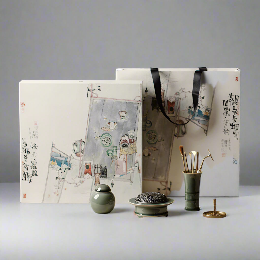 Celadon Incense Burner Set – Yoga, Meditation & Tea Rituals