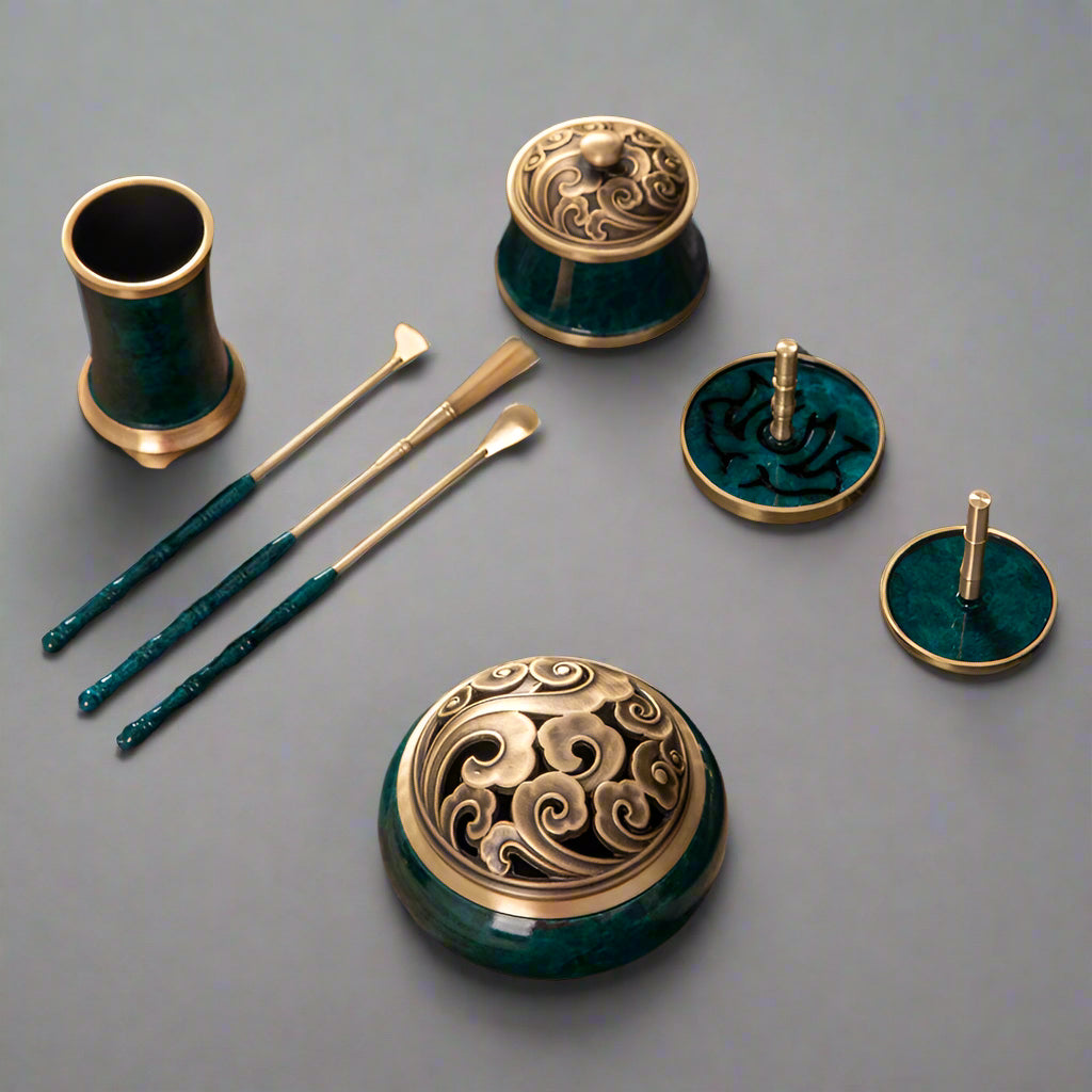 Brass Incense Ceremony Set – Incense Kit for Meditation & Yoga Rituals