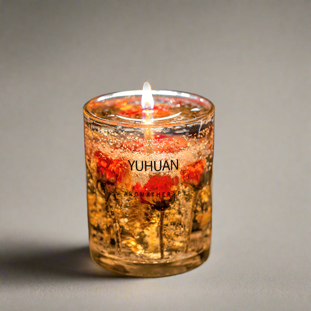 LILORA-YUHUAN Jelly Wax Candles with natural florals