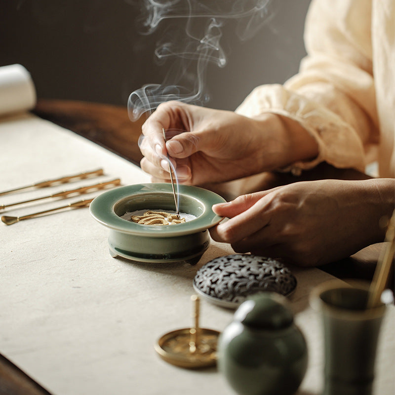 Celadon Incense Burner Set – Yoga, Meditation & Tea Rituals
