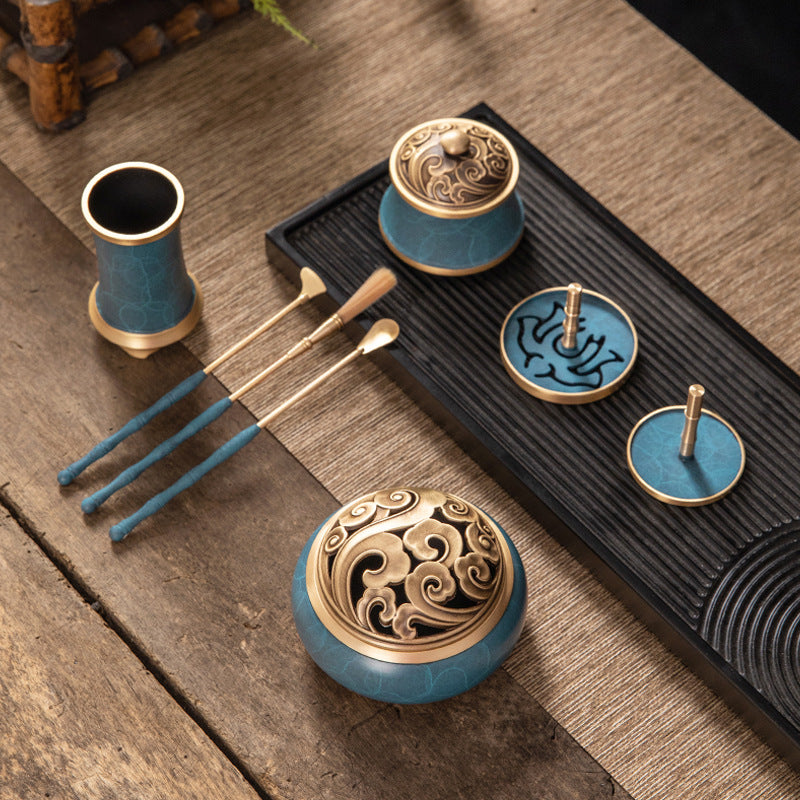 Brass Incense Ceremony Set – Incense Kit for Meditation & Yoga Rituals
