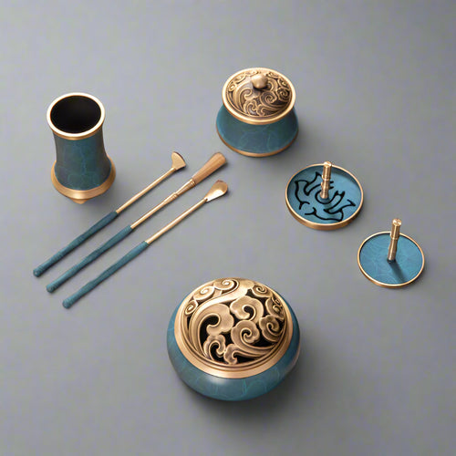 Brass Incense Ceremony Set – Incense Kit for Meditation & Yoga Rituals
