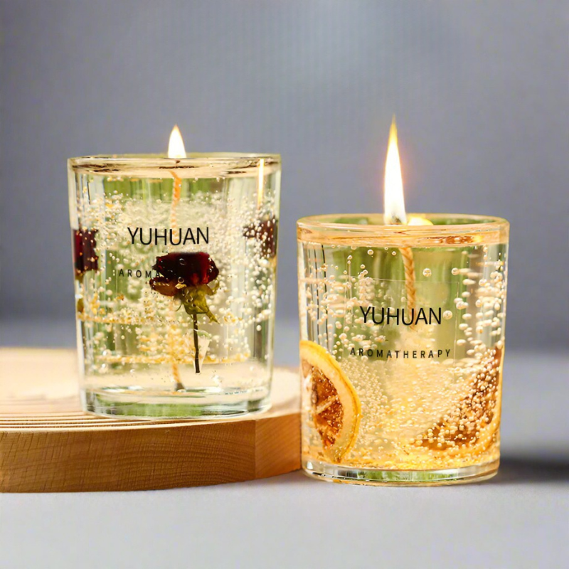 LILORA-YUHUAN Jelly Wax Candles with natural florals